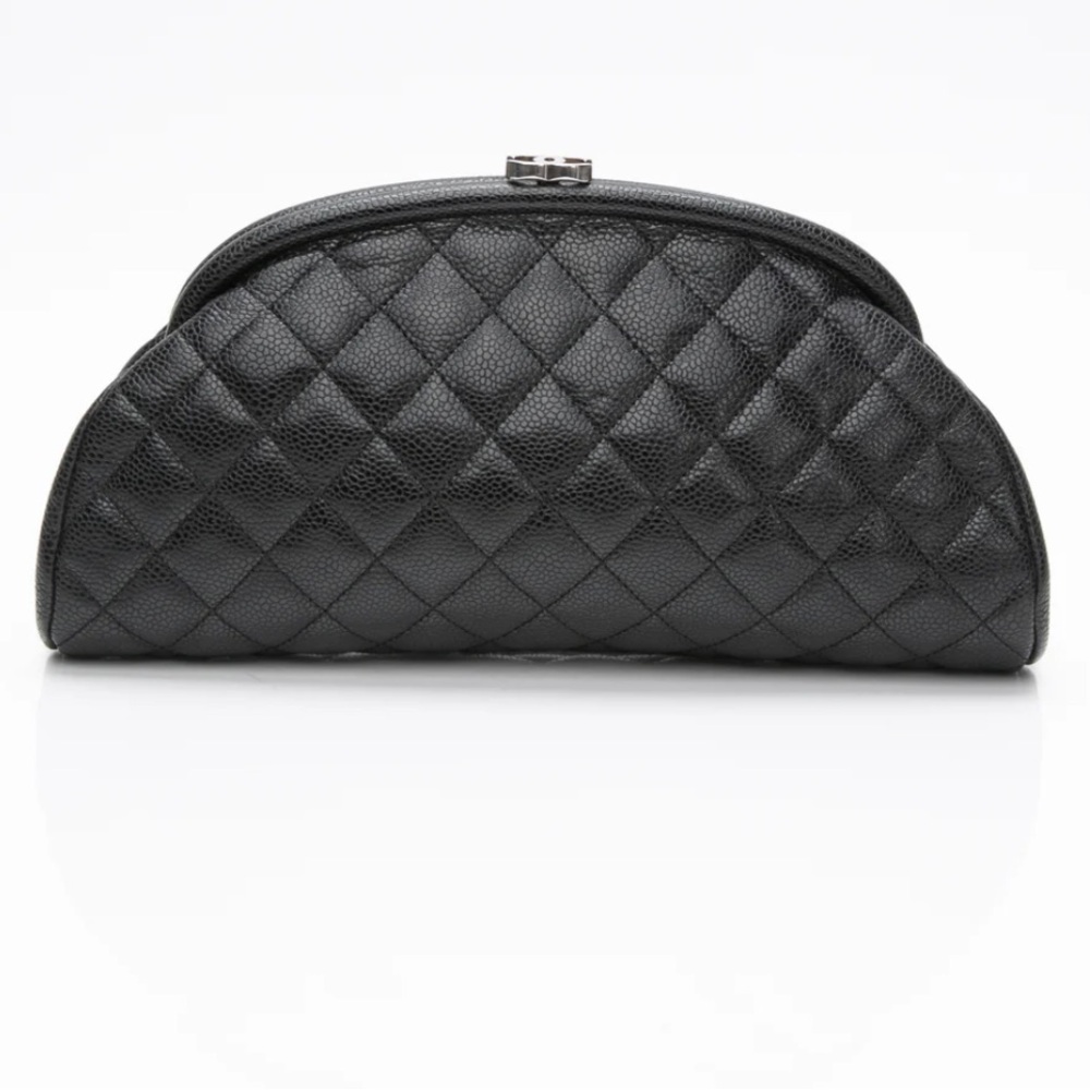Chanel Black Quilted Clutch with Silver Clasp - Picture 5 of 10